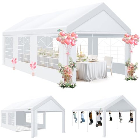 COBIZI Partyzelt 3x6, Pavillon 3x6 mit herausnehmbaren Seitenwänden und 4 eingebauten Sandsäcken, kommerzielles Hochzeitszelt, UV 50+, wasserdicht, weiß