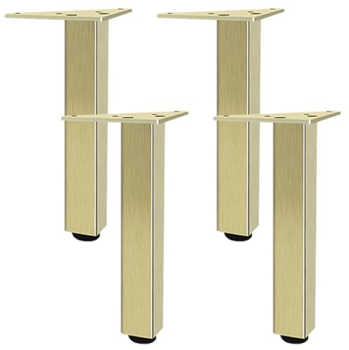 SZLXJMFL Möbelfüße Gold, 4er Set Möbelfuß, Höhenverstellbar: 6-60cm Sofasfüße Vierkant Schrank Füße Couchtisch Beine Sockelfuß Tischfüße Aluminiumlegierung Mit Schrauben-30cm/11.8