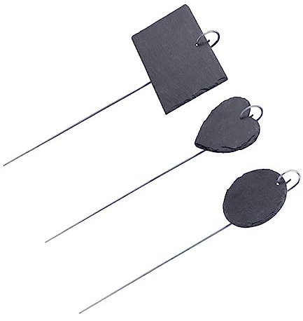 OFFSCH 3pezzi Etichette Da Giardino Naturale Con Supporto Ferro Cartellini Sospesi Per Piante e Fiori Balcone Giardino e Vasi Stile Misto