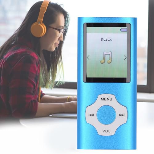 Reproductor MP3 MP4 con Bluetooth 5, Reproductor de Música con Pantalla LCD de 1,8 Pulgadas, con Lector de Libros Electrónicos de Grabación de Voz, Visor de Fotos, Admite (Blue)