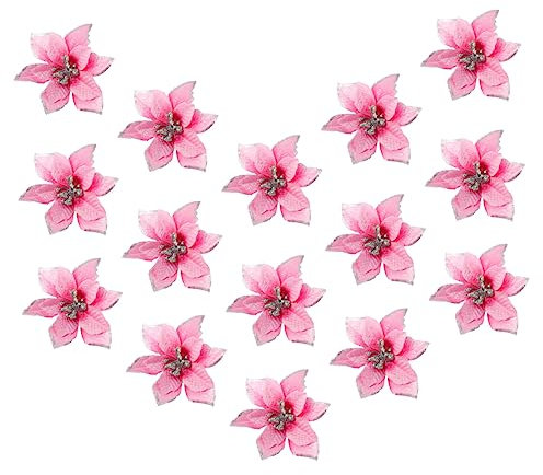 LIFKICH 15stücke Teiliges Künstliche Weihnachtsblumen Simulierte Dreischichtige Glitzerblumen in Leichte Und Langlebige Deko Für Weihnachtsbaum DIY-Szene Festliche Raumdekoration