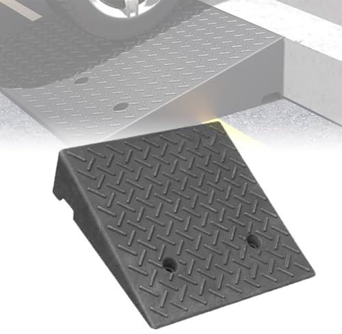 REDEXI Tragbare Rollstuhlrampe rutschfeste Schwellenrampe Gummi Bordsteinrampe 10cm-16cm Hoch Bordsteinkanten Rampe, Schwerlast Auffahrkeile Auffahrhilfe(50x32x11cm)