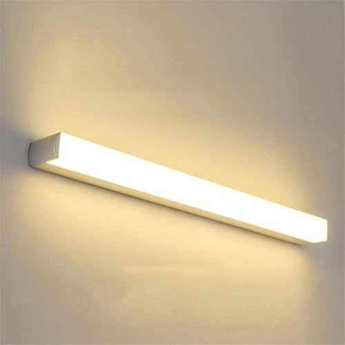 GZZBMY IP44 Wasserdichte Spiegel Wandleuchte LED Rechteck Wandlampe Innen Schminkzimmer Wandbeleuchtung Badezimmer Aluminium Lange 80CM 16W für Ankleidezimmer Toiletten (Silber Warmes Licht,80CM)