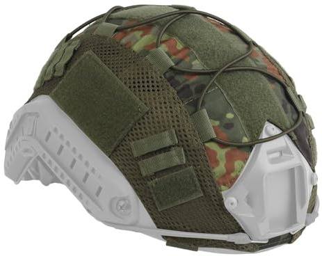 Peminkoo Taktischer Helmbezug, Camouflage-Stoffbezug für Airsoft Fast Helm mit Klettverschluss, Nylonschlaufen und Gummikordel für Militär – ohne Helm