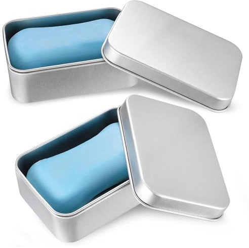 2 Seifendose Reise, Seifendose aus Aluminium, Seifenbox Reise Wasserdicht, Seifenschalen mit Abtropfgitter, Seifenbox Seifenhalter Seifen Box Metalldose Seifenbehälter, Festes Shampoo Aufbewahrung