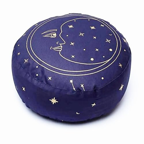 PURE SHANTI Meditationskissen aus 100% Bio-Baumwolle | Natürliche Buchweizenspreu-Füllung | Rundes Yogakissen Ø 34 cm | OCS-zertifiziert | Reißverschluss zum Nachfüllen