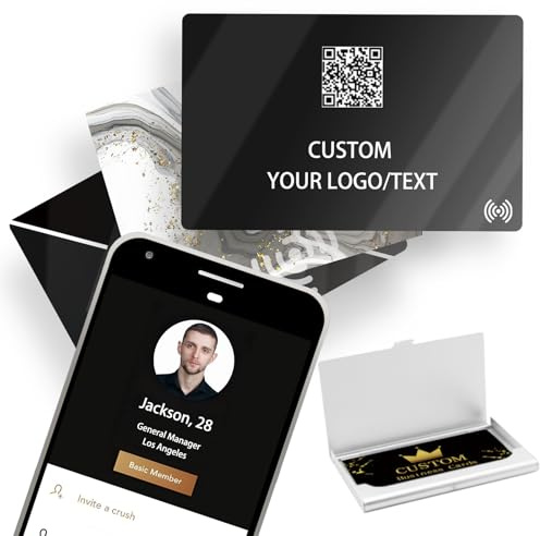 Biglietto da visita digitale personalizzabile NFC Biglietti da visita con logo e codice QR Tap to Share adatto per iPhone e Android
