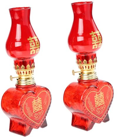 Alipis 2stücke Petroleumlampe Vintage Aus Glas Handwerk Öllampe Retro Petroleumlicht Für Innen Dekoration Haushalt Hochzeit