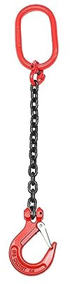 YQVEOT Kettengehänge, Kettenschlinge, Hebekettenschlinge, einbeinige Kettenschlinge, kompletter Satz Hebekette, G80-Manganstahl-Hebehaken Hohe Festigkeit Krangehänge(1 ton 1 Meter 1 Leg 1 Hook)