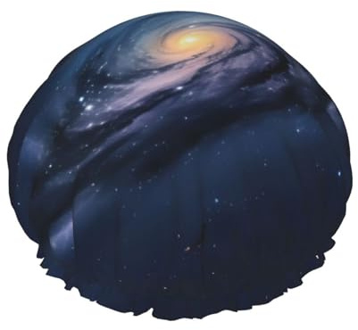 Bonnet de douche réutilisable double couche avec doublure élastique Motif Voie lactée Univers
