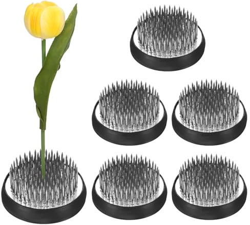 M METERXITY 6-Pack Flower Frog 1.97 Round Steel Floral Arranger Pins Ikebana Holder W Rubber Base for Flower Arrangements/Craft Plant/Home Decor, Floral Kenzan Fixed Tool [1.1cm Pins]