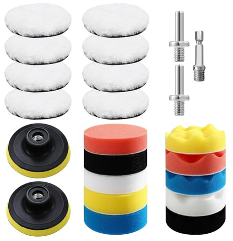 Polieraufsatz Akkuschrauber, 23 Stück 80mm Polierschwämme Pads, Auto Polieren Pad Polierpad Schwämme Auto Set für Exzenter Poliermaschine Schleifmaschine zum Polieren,Schleifen,Wachsen