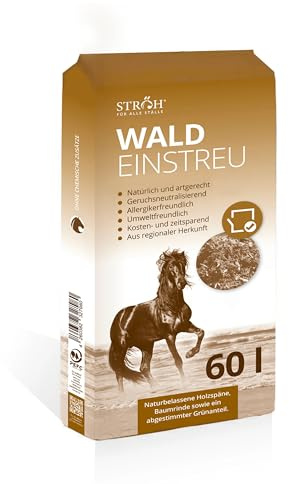 STRÖH Waldeinstreu - Naturbelassene Holzschnitzel - Stall Einstreu - 60L | Staubfrei & geruchsneutralisierend - 100% natürlich & artgerecht - Allergikerfreundlich - Aus regionaler Herkunft - Waldduft