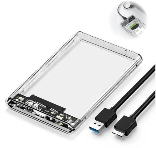 Boitier Disque Dur Externe 2.5” SATA USB C 3.1 Gen 2 Boîtier Externe Disque 6Gbps pour SATA HDD et SSD 7/9,5 mm accélération UASP Trim pour Ordinateur Portable PC Portable PS4 Xbox Trim sans Outils