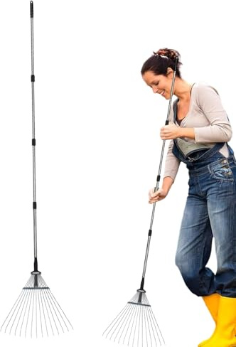 Rake De Jardín - Rake De Jardín para Hierba | De Jardín De Servicio Pesado | Herramientas Manuales De Los Rastrillos De Hierba De 15 Tinas | Herramienta Ergonómica A Prueba De Óxido, Accesorios D