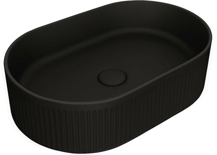 LEMONBATH Lavabo Sobre Encimera Ovalado Negro Mate - Medidas 50 x 32 x 12 cm - Lavabo Cerámica Moderno para Colocar encima de Encimera de Mueble Baño - Lavamanos Ovalado