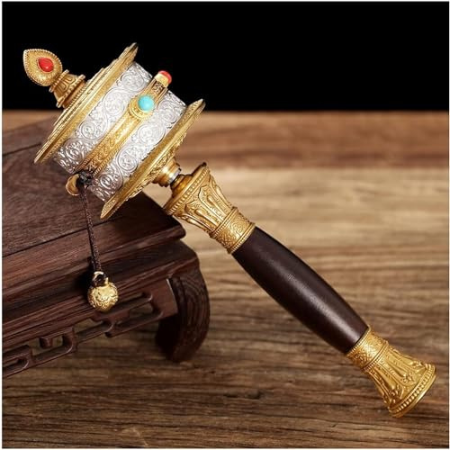 ORICALCHASM Moulin à prières tibétain Manuel, Roue tibétaine portative utilisée for la bénédiction, la Relaxation et Le Yoga