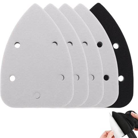 5 Pcs Mouse Detail Sanding Interface Pad, 98mm*140mm Hook & Loop | Foam Triangle Sanding Pads with 5 Holes for Detail Sanding, Foam Interface Mouse Sander Sandpaper Backing Pad for Sander