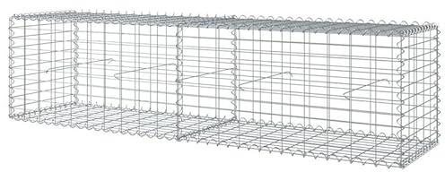 Elegans Gabion med lock 200 x 50 x 50 cm av rostfri järntråd – trädgårdsvårdslösning för rabattkanter och insynsskydd | Hållbar och väderbeständig