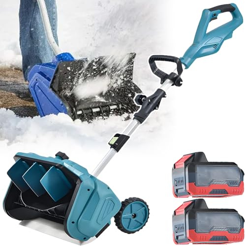 Spazzaneve senza fili, pala da neve elettrica senza fili, spazzaneve senza spazzole da 1000 W, larghezza 40,7 cm e profondità 20 cm, lunghezza regolabile 110-130 cm, include 1 batteria