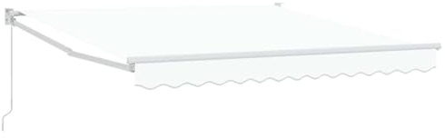 HGFDVCMR Tenda da sole retrattile bianca, 350 x 250 cm, tenda da sole a braccio articolato per terrazza e giardino, parasole manuale in alluminio e poliestere, protezione da sguardi indiscreti per
