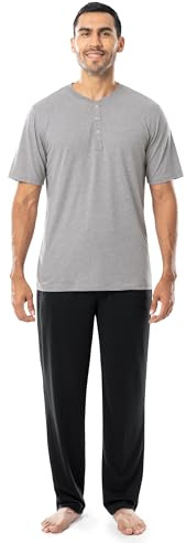 Fruit of the Loom Men's 2-Piece Jersey Knit Pajama Set, Grey Heather, 5X-Large Big