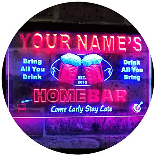 ADVPRO Personalized Your Name Custom Home Bar Beer Est. Year Dual Color LED Barlicht Neonlicht Lichtwerbung Neon Sign Blue & Red 300mm x 210mm st6s32-p-tm-br