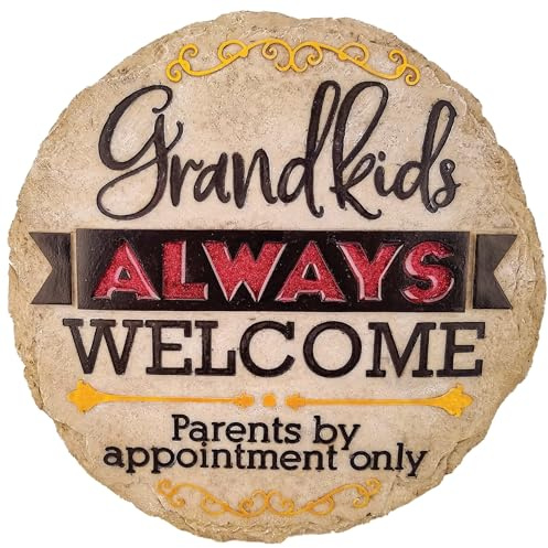 Spoontiques, Garten-Dekor, Trittstein mit Motiv: Grandkids Welcome, Dekostein für Garten