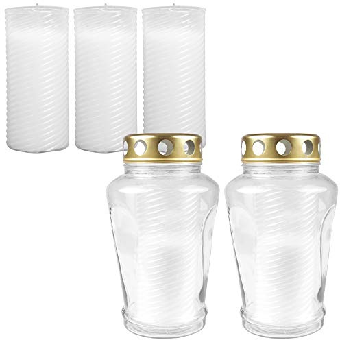 HS Candle Lanterne funéraire hexagonale blanche avec 5 bougies d'une durée de combustion d'environ 50 h