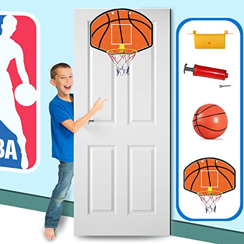 Koolbitz Over-Door Basketball Hoop for Kids – 34CM Adjustable Wall Mounted Mini Basketball Hoop with Ball and Pump, Indoor Sports Toy, Birthday Gift for Boys and Girls Ages 3+ Years