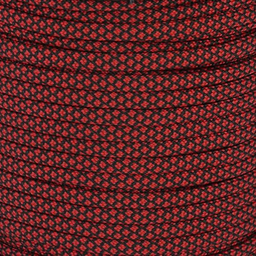 MOPHOEXII Paracordrulle 160 fot 4 mm 7 inre strängar 100 % nylon fallskärmslina (röddisksvart)