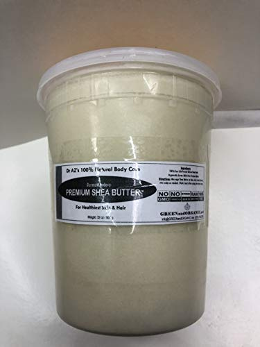 GREENandORGANIC Pure African White/Ivory Shea Butter 32oz Tub Premium 100% Natural Virgin RAW Organic Grade A Unrefined Ghana Skin Beauty Care Face Body Hair Scalp Non GMO Karite