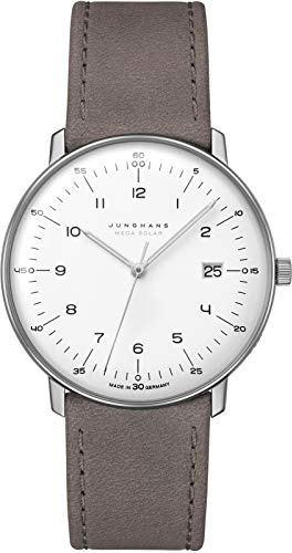JUNGHANS max Bill Herren-Funkuhr Mega Solar Titan 59/2021.02 | mit grauem Lederband