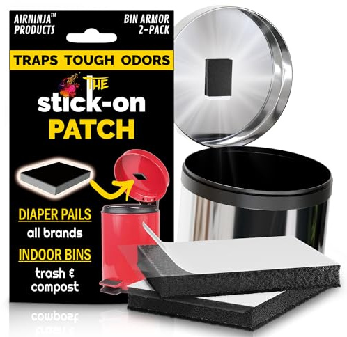 Patch désodorisant pour poubelle et seau à couches | Éliminateur d'odeurs biologiques | 4 mois d'approvisionnement | Beats Bicarbonate de soude et sacs de charbon de bois | Sans produits chimiques et