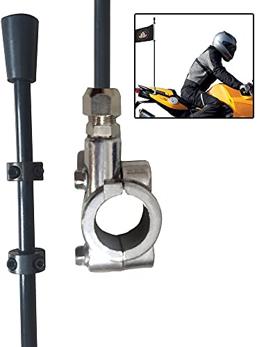 NC 2.7ft Strong Glass Fiber Motorcycle Flagpole with Two Flag Holders Clamping 22mm Pipe Installation