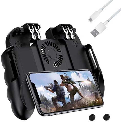 Mobile Game Controller, PUBG Mobile Game Controller Gaming Grip Smartphone Gamepad Telefon Spelkontroll med Kylfläkt