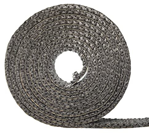 Junta para estufa de leña, junta plana autoadhesiva para estufas y chimeneas, 16 mm de ancho y 3 mm de grosor, cinta de fibra de vidrio resistente a altas temperaturas, longitud 1,8 m