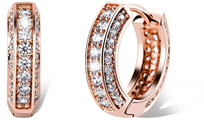 TOPGRILLZ Iced Out Creolen Zirkonia Huggie Knorpel Manschette Hypoallergen Luxus Mode Runde Kreis Ohrringe für Männer Frauen, Zirkonia, Zirkonia