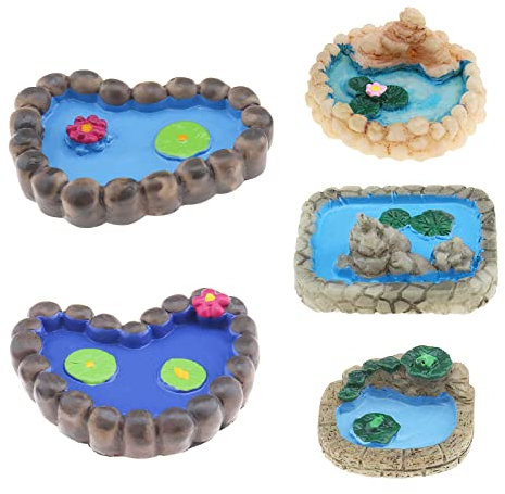 EMSea 5 Pezzi Laghetti Per Case Delle Bambole Paesaggio In Miniatura Resina Ornamenti Per Laghetto Da Giardino Fatato Accessori Per La Decorazione dell'acquario Per l'arredamento