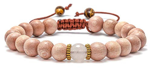 TINGN HolzArmband mit 6mm Perlen - Verstellbares Armband für Männer & Damen zum Stressabbau & Yoga