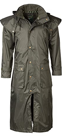 Rydale Men's Full Length Riding Coat Waterproof Long Horse Riding Jacket With Cape 2 Colours (as8, alpha, m, regular, regular, Dark Olive)