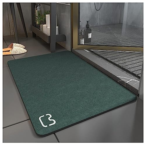 Dai Lufei Badematte Absorbierende, rutschfest Badvorleger Badteppich aus Mikrofaser, Duschmatte rutschfest Schnell Trocknend, Teppich für Wohnraum, Küche und Toilette (Dunkelgrü, 50 * 80)