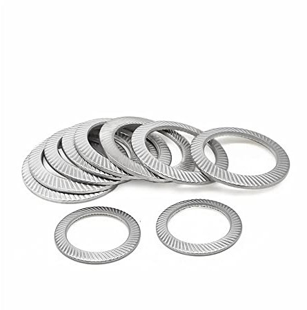 TULDYS Tellerfeder aus Edelstahl 304, gezahnte Sicherungsscheibe, gerändelte elastische Dichtung, M2,5, M3, M4, M5, M6, M8, M10, M12, M14, M16, DIN9250 A2-70 (Size : 50pcs M6)