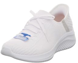 Skechers Women's Ultra Flex 3.0 Brilliant Path Slip-On Sneakers, White Knit/Light Gray Trim, 6 UK
