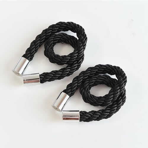 A.Monamour 2 Stück Magnetische Vorhang Raffhalter Vorhanghalter Gardinenhalter Halterungen Modern Gardinen Spangen Halter Stark Magnete Seil Kordel Gewebte Schnallen Dekoration - schwarz