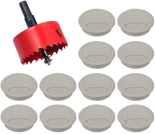 Desk Grommet, 12PCS Desk Table Cable Grommet, 60mm Desk Grommet with Hole Saw Round Cord Cable Hole Cover Wire Organizer for Home and Office Table