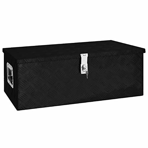 DJEKA Aluminiumbox Aufbewahrungsbox Alubox Wasserdicht Aufbewahrungskoffer Schwarz Werkzeugkasten 80 x 39 x 30 cm Metallkiste Abschließbar Aluminium Transportbox Für Fahrradträger Aluminium