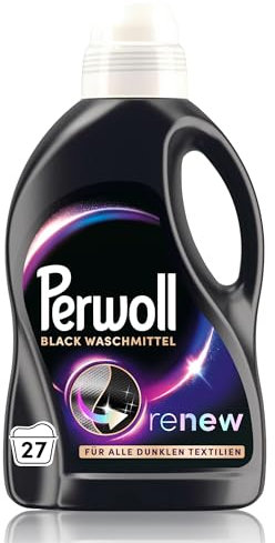 Perwoll Renew Black Waschmittel (27 Waschladungen), Feinwaschmittel reinigt sanft und erneuert dunkle Farben und Fasern, für alle dunklen Textilien, mit Dreifach-Renew-Technologie