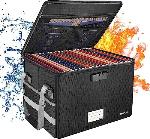 ENGPOW Feuerfeste Dokumententasche mit Zahlenschloss,39.5 x 34 x 25.5 cm,Feuerfest Wasserdicht Dokumentenbox,Zusammenklappbarer Aktenorganisator für A4 Dokumente,Passport,Geld,Wertsachen (nur Box)