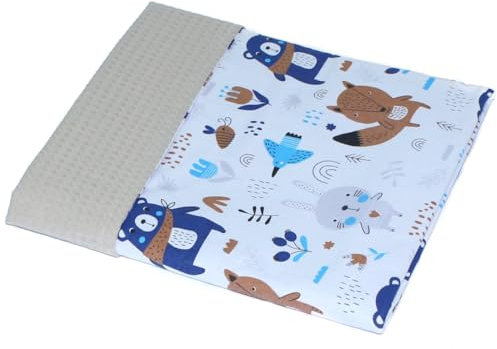 Primawela Babydecke Babydecke Waffelpiqué Baumwolle Kuscheldecke Kinderwagendecke (Waldtiere + Beige)